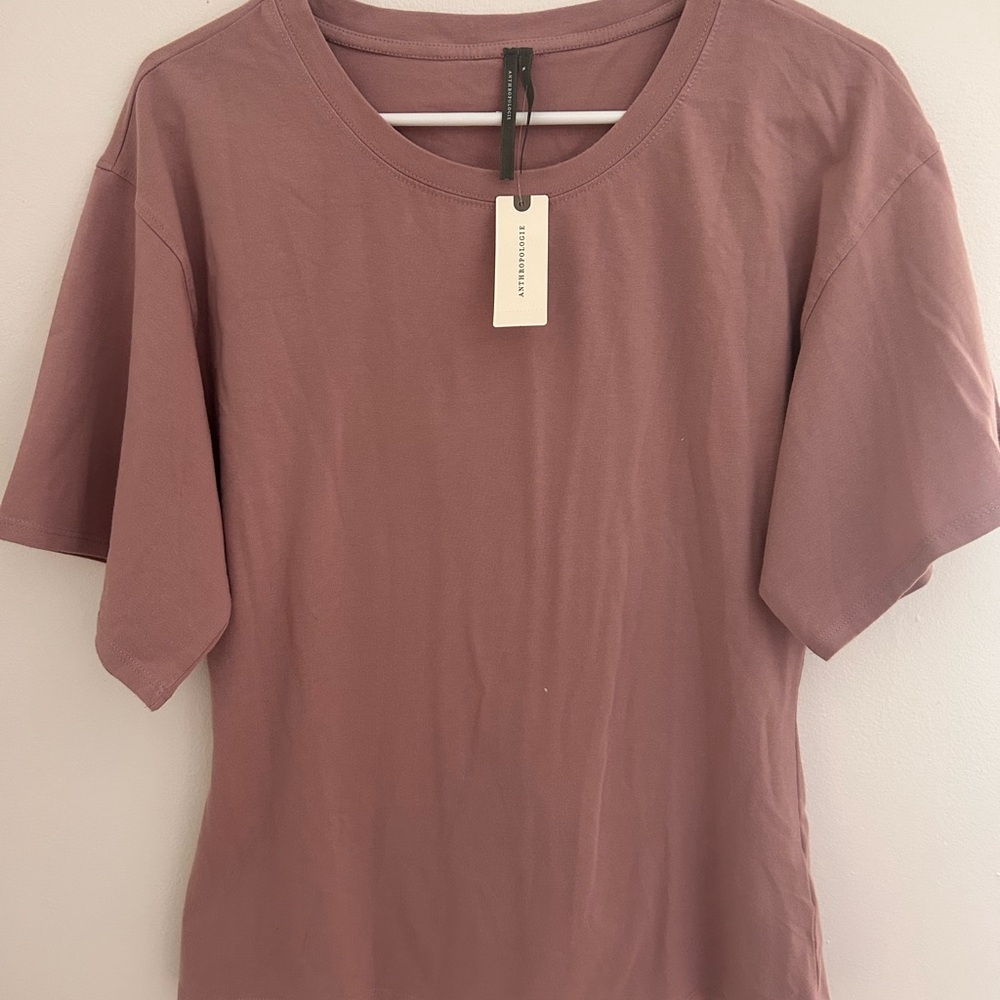 Anthropologie Short Sleeve Crewneck Tee in Mauve